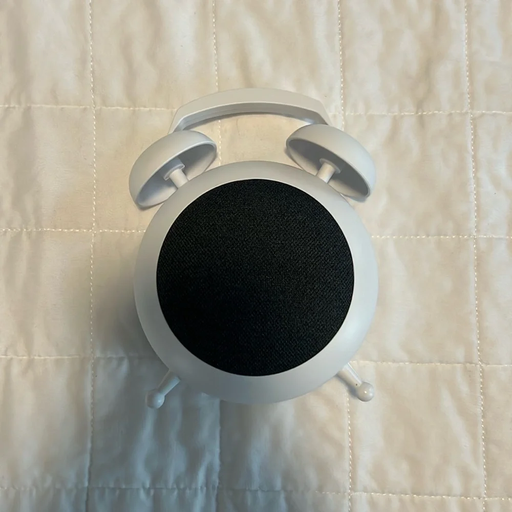 Google nest mini 2nd generation, with alarm clock case.